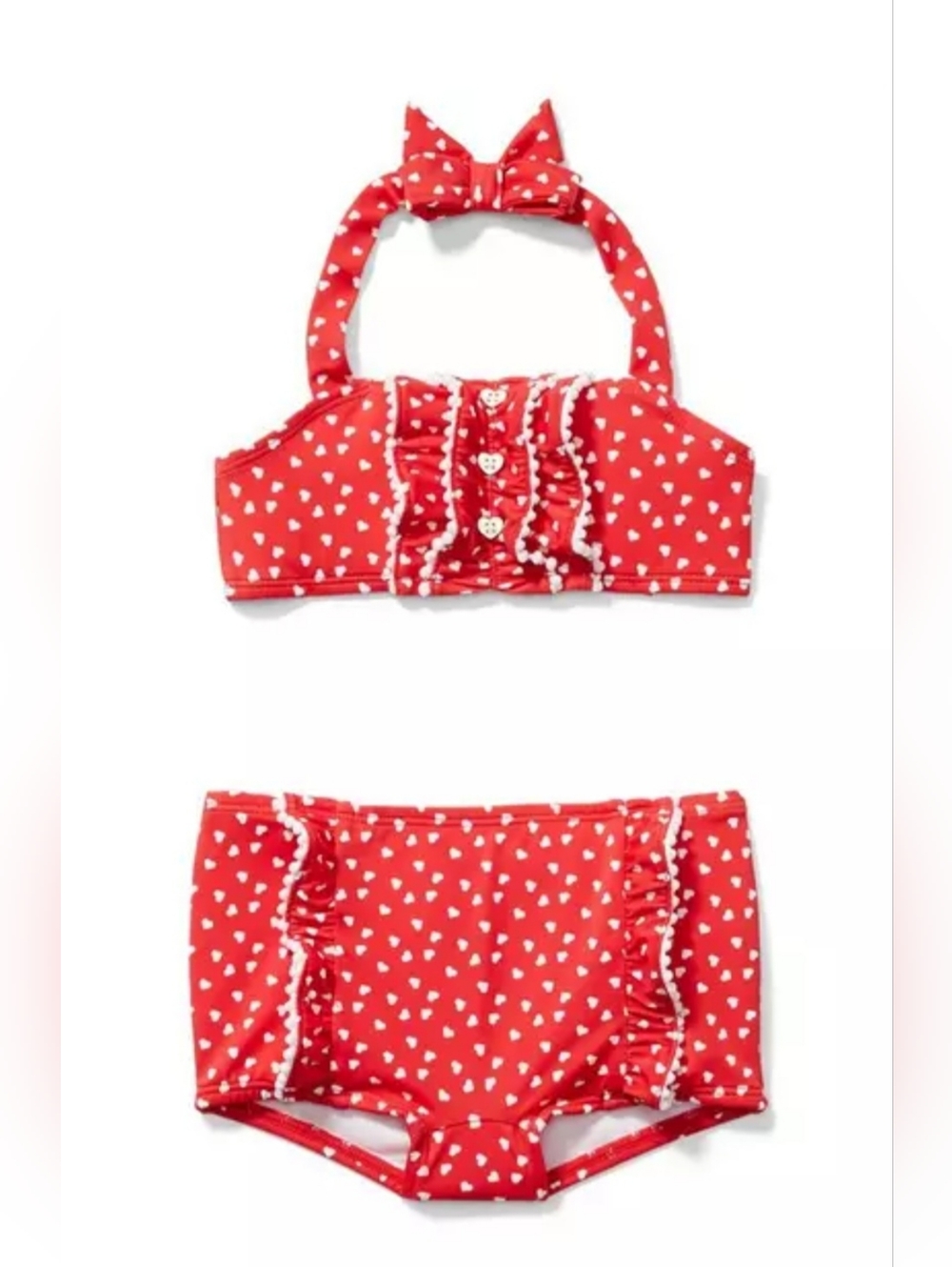 Janie & Jack Valentine Heart red 2-piece swimsuit